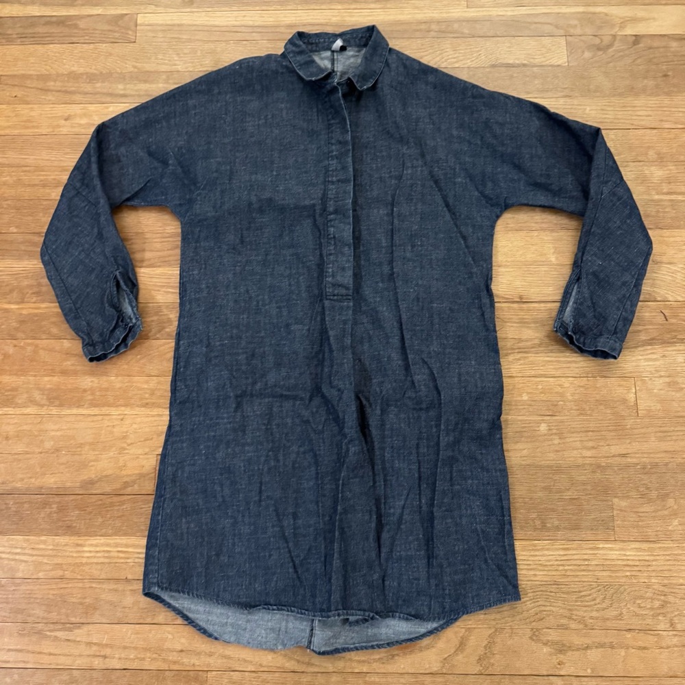 Elk dark wash denim a-line knee length long sleeve shirt dress size XS
b40